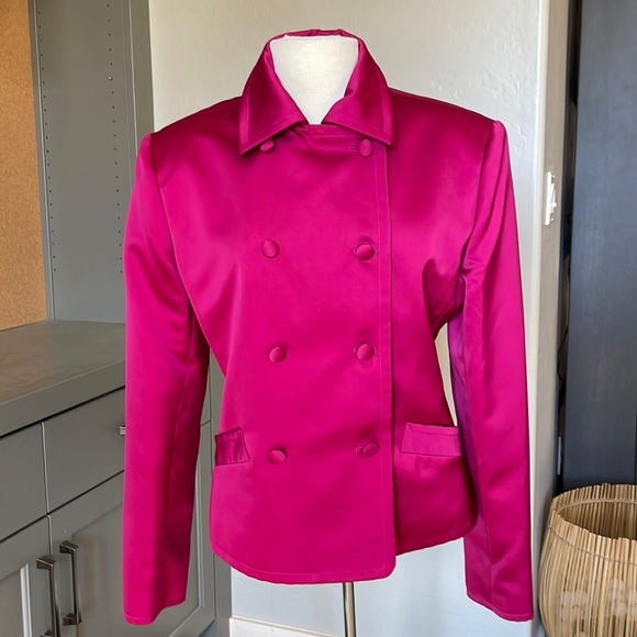 Anne Klein Fuchsia Double-Breasted Blazer - Picture 1 of 9